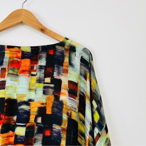 Sahara Blue and Orange Cubist Abstract Oversized Lagenlook Top UK M/L - Picture 12 of 12